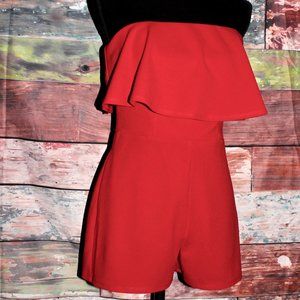 Crystal Sky: Sleeveless Red Romper